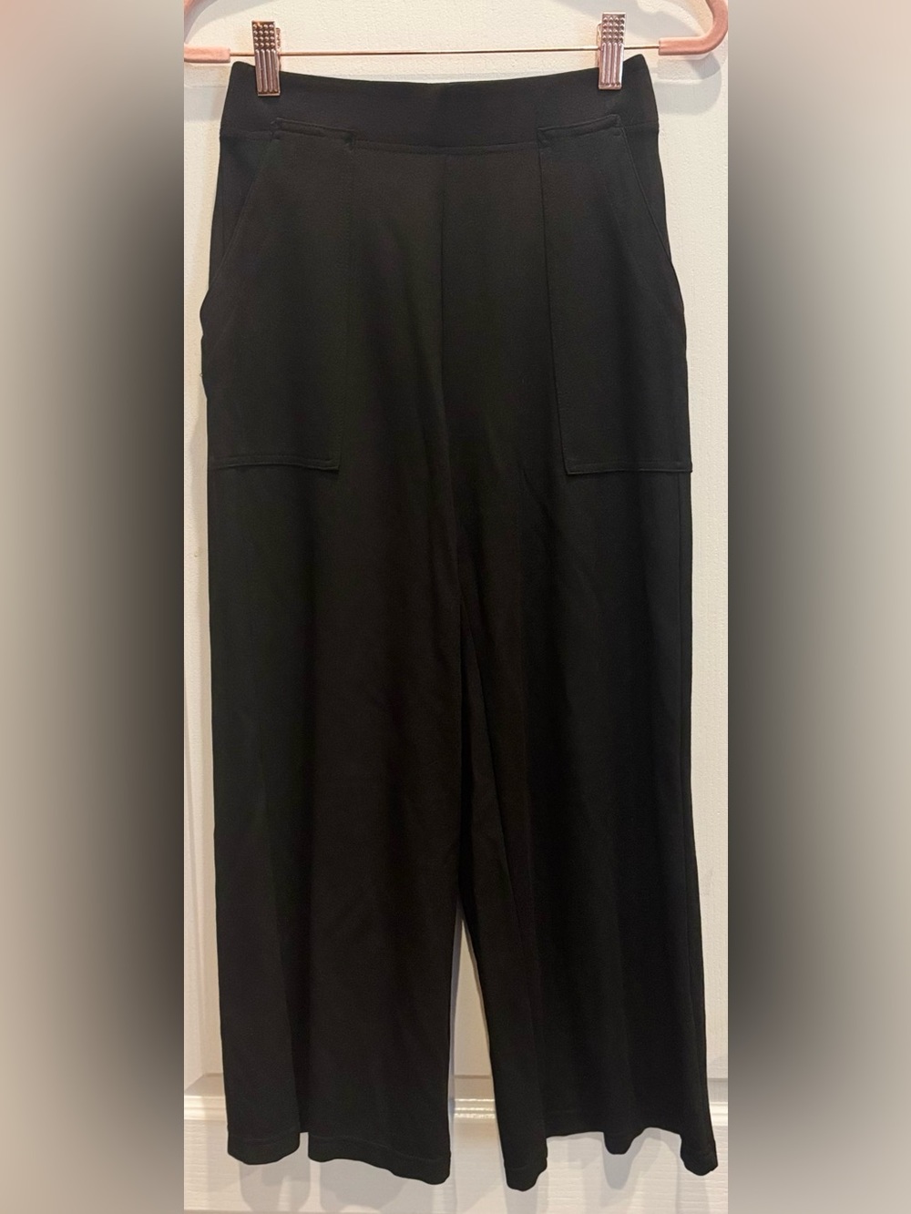 MAX STUDIO Wide Leg Ponte Jersey Cropped Pants Black XS